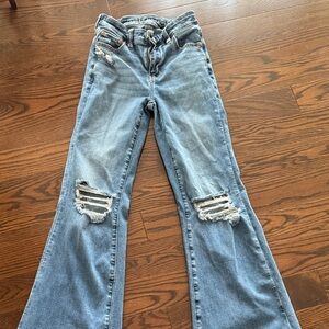 American Eagle Outfitters Light Blue Distressed Flare Jeans